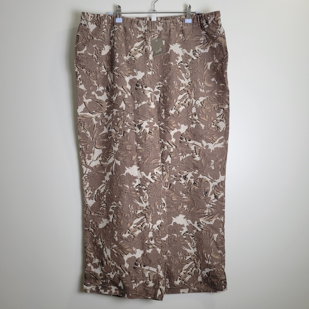 J.Jill Love Linen Earthy Leaf Pull-on Ankle Pants L